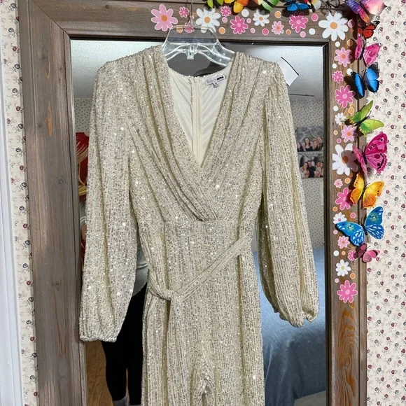 Silver and Champagne Jumpsuit sz M